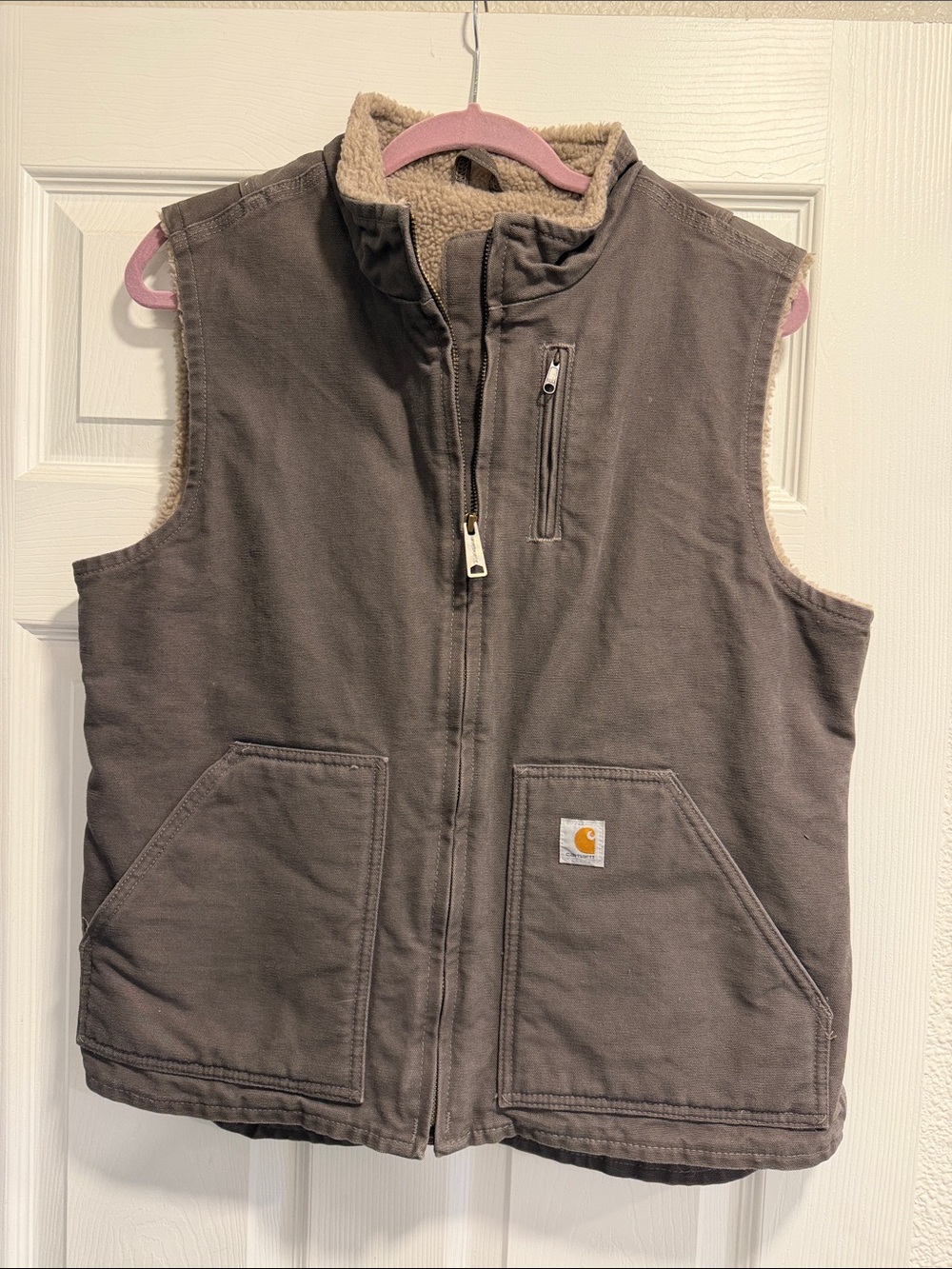 Carhartt Brown Sherpa-Lined Work Vest